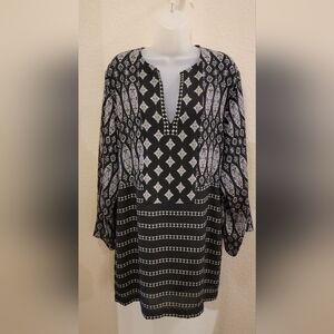 BCBGMaxAzria Black and White Geometric Dress Small